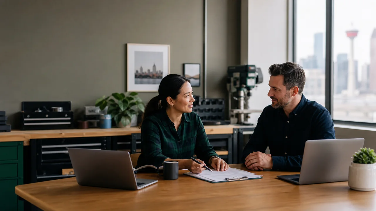 Business owner and worker reviewing the terms of a professional working relationship