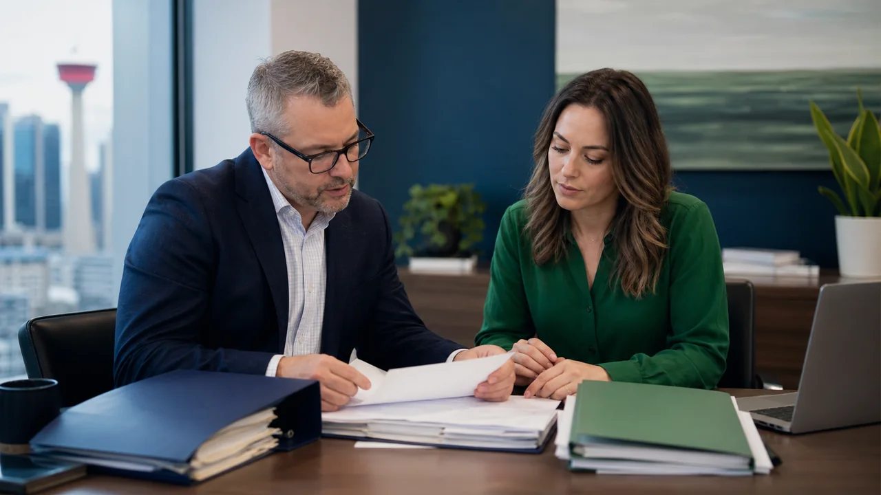 Accountant helping a business owner organize records for an overdue corporate tax return