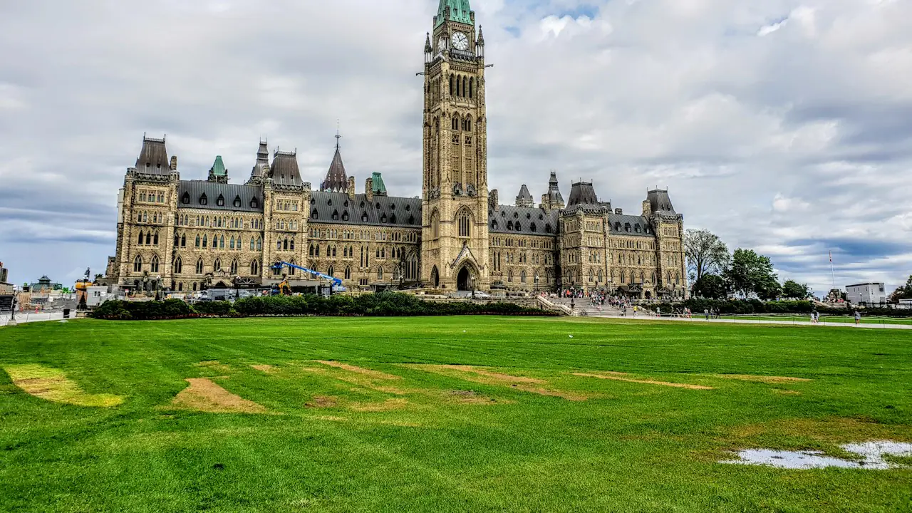 The Centre Block and Peace Tower on Parliament Hill in Ottawa