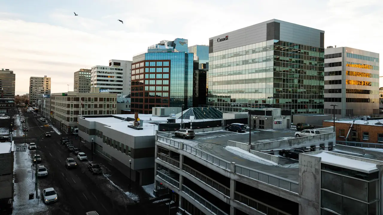 Office towers in downtown Regina in the morning light