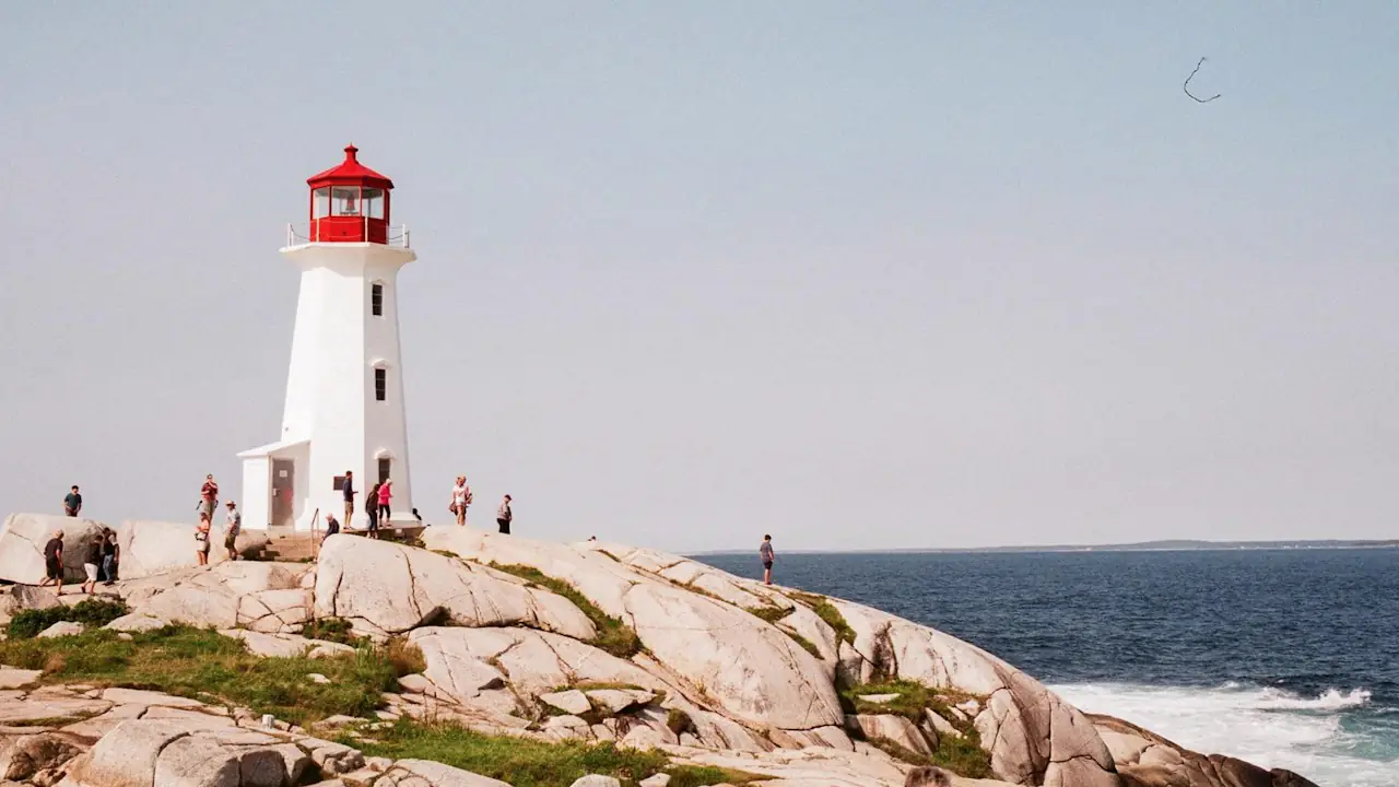The Peggy's Cove lighthouse on its granite shore above the Atlantic