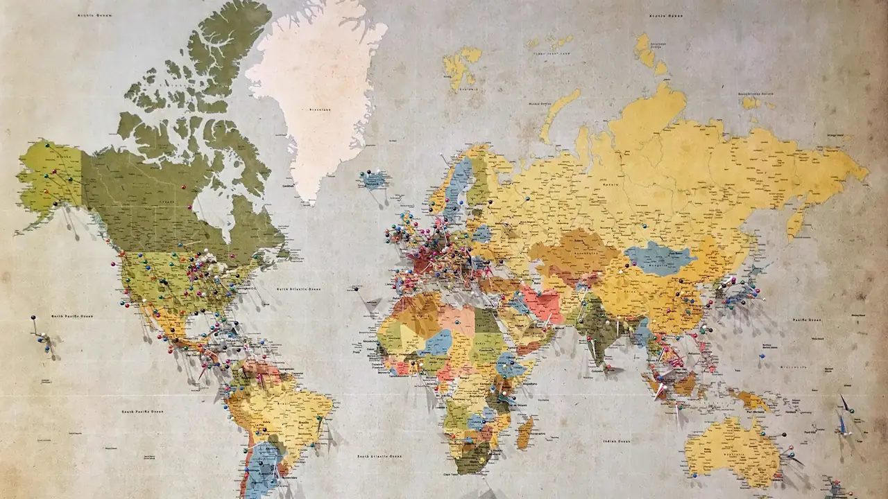 A colourful world map